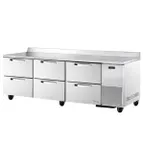 image of True TWT-93D-6-HC~SPEC3 93" 3-Section Worktop Refrigerator w/ 6 Drawers, Stainless Steel