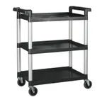 image of Winco UC-2415K 32" x 16" x 37" 3-Tier Black Plastic Utility / Bus Cart