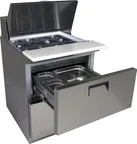 image of QualServ UCMT127-SS91A 27" 2-Drawer Mega Top Sandwich Prep Table, 8 Pans, Stainless Steel