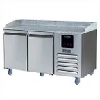 image of U-Line UCPP466-SS61A 65" Two Section Refrigerated Pizza Prep Table w/ 2 Doors, 14 cu. ft.