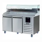 image of U-Line UCPP566-SS61A 65" Two Section Refrigerated Pizza Prep Table w/ 2 Doors, 14 cu. ft.