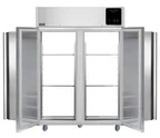 image of QualServ UCRP149-SS71A 49" 4-Solid Door Pass Thru Refrigerator, 49 cu. ft., Top Mounted