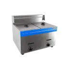 image of Uniworld UGF-72H 23" Split Pot Countertop Gas Fryer w/ (2) 10-L Wells, 2 Fry Baskets, 2 Night Covers