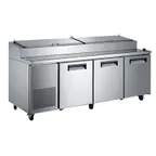 image of U-STAR USPZ-3D 92" 3-Section Refrigerated Pizza Prep Table w/ 3 Doors, 24 cu. ft.