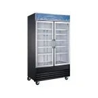 image of Coldline D48-B 2‑Section Glass Door Freezer Merchandiser, 26.8 cu ft., Black, 3/4 HP, LED Light, R290