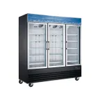image of Coldline D80-B - 3‑Section Glass Door Freezer, 58.3 cu ft, Black, White Liner, LED, R290 Refrigerant