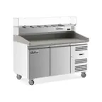 image of Coldline PDR-60-SG 60" 2-Door Refrigerated Pizza Prep Table, 6 1/3 Size Pans
