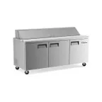 image of Coldline SP72 70" 3-Door Refrigerated Sandwich and Salad Prep Table, 18 Pans, Stainless Steel