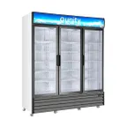 image of Unity U-GM3 68" 3‑Section Glass Door Refrigerator, 50 cu ft, White, R290, 1/2 HP, 115V, 8 Casters