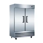 image of Adcraft USRF-2D 54" 2-Section Reach-In Refrigerator w/ 2 Solid Doors, Bottom Mount, Stainless Steel, 48 cu. ft.