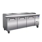 image of Valpro VPP94-HC 94" 3-Section Refrigerated Pizza Prep Table w/ 3 Doors, 12 Pans, 32 cu. ft.