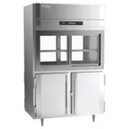 image of Victory DRSA-2D-S1-PT-HD-HC 52" 2-Section Pass-Thru Refrigerator, 4 Glass Sliding & 4 Solid Hinged Half Doors, Aluminum Interior, 48.5 cu ft