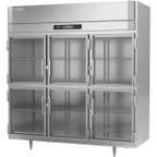 image of Victory RSA-3D-S1-EW-HG-HC 86" 3-Section Wide Reach-In Refrigerator w/ 6 Glass Swing Half Doors, Aluminum Interior, 74 cu. ft.