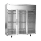 image of Victory VEFSA-3D-GD-HC 78" 3-Glass Door Reach-In Freezer, Top Mounted, 69 cu. ft., Stainless Steel Front