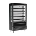 image of Beverage Air VMHCSL-18-1-B 47" Black Slim Open Air Merchandiser, 5 Shelves, Vertical Case, Glass Sides, 23 cu. ft.