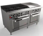 image of Venancio USA G602ST-36B24G 60" Gas Restaurant Range w/ (6) Open Burners, 24" Griddle Right, (1) Standard Oven, 247.000 BTU