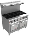 image of Venancio USA G602ST-60B 60" Gas Restaurant Range w/ (10) Open Burners, (2) Standard Ovens, 285.000 BTU