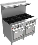 image of Venancio USA G722ST-72B 72" Gas Restaurant Range w/ (12) Open Burners, (2) Standard Ovens, 334.000 BTU