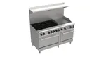 image of Venancio USA PRM601G-ST 60" Gas Restaurant Range w/ (4) Open Burners, 36" Griddle Right, (1) Standard Oven, (1) Space Saver Oven, 267.000 BTU