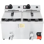 image of Vollrath 40710 Split Pot Countertop Electric Fryer w/ 4 Small Baskets, 30-Lb. Capacity, 2 Night Covers