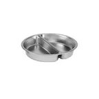 image of Vollrath 46861 Divided Food Pan, Round, 2 Quarts/Side, 15-1/8" Dia, 2-7/16" H, 18-8 Stainless Steel