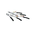 image of Vollrath 46945 Serving Spoon, Solid, 14", 18/8 Stainless Steel with Black Grip N' Serv Handle