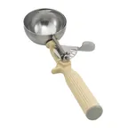 image of Vollrath 47141 Disher, Round Bowl, Size 10, 3-1/4 Oz, Stainless Steel, Ivory Handle
