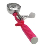 image of Vollrath 47145 Disher, Round Bowl, Size 24, 1-1/3 Oz, Stainless Steel, Red Handle