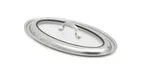 image of Vollrath 49442C Miramar Lid, 16" x 9" x 2-1/2", Oval, Stainless Steel, Riveted Handles