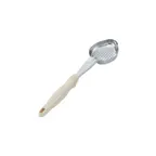 image of Vollrath 6422335 Spoodle® Perforated Oval Bowl, 3 oz, 18/8 Stainless Steel, Ivory Handle, 13½" L