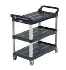 image of Vollrath 97007 Black 3-Shelf Multi-Purpose Plastic Utility Cart w/ 300 lbs. Capacity
