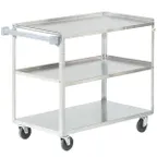 image of Vollrath 97140 Stainless Steel 3 Shelf Utility Cart w/ 500 lb Capacity - 39-1/2" x 21" x 33-1/4"