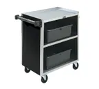 image of Vollrath 97181 Stainless Steel 3 Shelf Bussing Cart w/ Black Vinyl Finish - 30.8 x 17.7 x 33.7