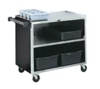 image of Vollrath 97182 Stainless Steel 3 Shelf Bussing Cart w/ Black Vinyl Finish - 39.25 x 21 x 34.75