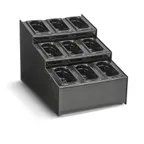 image of Vollrath CTCPAN9-9 Countertop Condiment Organizer, 15-1/2"W x 22"D x 14-5/8"H, Black ABS, 9 Pans