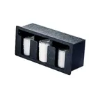 image of Vollrath FML-3 Flush Mount Lid Holder, 3 Columns, Horizontal, 16"W x 5-3/8"D x 7-1/4"H, Black Plastic