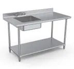 image of Vollrath SS-4PT-120 120" Work Table with Prep Sink, Optional Bowl Location - 16 Gauge