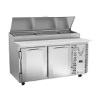 image of Victory VPP60HC 60" 2-Section Refrigerated Pizza Prep Table w/ 2 Doors, 17.76 cu. ft.