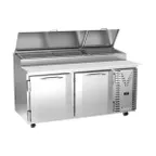 image of Victory VPP67HC 67" 2-Section Refrigerated Pizza Prep Table w/ 2 Doors, 20 cu. ft.