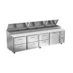 image of Victory VPPD119HC-6 118" 4-Section Refrigerated Pizza Prep Table w/ 1 Door & 6 Drawers