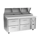 image of Victory VPPD67HC-4 67" 2-Section Refrigerated Pizza Prep Table w/ 4 Drawers, 20.68 cu. ft.