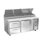 image of Victory VPPD72HC-2 72" 2-Section Refrigerated Pizza Prep Table w/ 1 Door & 2 Drawers
