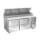 image of Victory VPPD72HC-4 72" 2-Section Refrigerated Pizza Prep Table w/ 4 Drawers, 22.77 cu. ft.