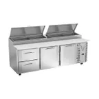 image of Victory VPPD93HC-2 93" 3-Section Refrigerated Pizza Prep Table w/ 2 Doors & 2 Drawers