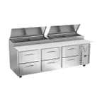 image of Victory VPPD93HC-6 93" 3-Section Refrigerated Pizza Prep Table w/ 6 Drawers, 31.5 cu. ft.