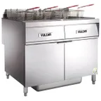 image of Vulcan 2ER50AF Electric Floor Fryer with Built-In Filter, (2) 50 lb. Fryers