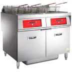 image of Vulcan 2ER50DF Electric Floor Fryer with Built-In Filter and Digital Controls, (2) 50 lb. Fryers
