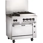 image of Vulcan 36C-2B24CBN 36" Gas Restaurant Range w/ (2) Open Burners, 24" Charbroiler Right, (1) Convection Oven, 159.000 BTU