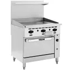 image of Vulcan 36R-36G 36" Gas Restaurant Range w/ 36" Full Griddle, (1) Refrigerated / Freezer Base, 60.000 BTU