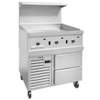 image of Vulcan 36R-36GT 36" Gas Restaurant Range, 36" Full Griddle w/ Thermostatic Controls, (1) Refrigerated / Freezer Base, 60.000 BTU